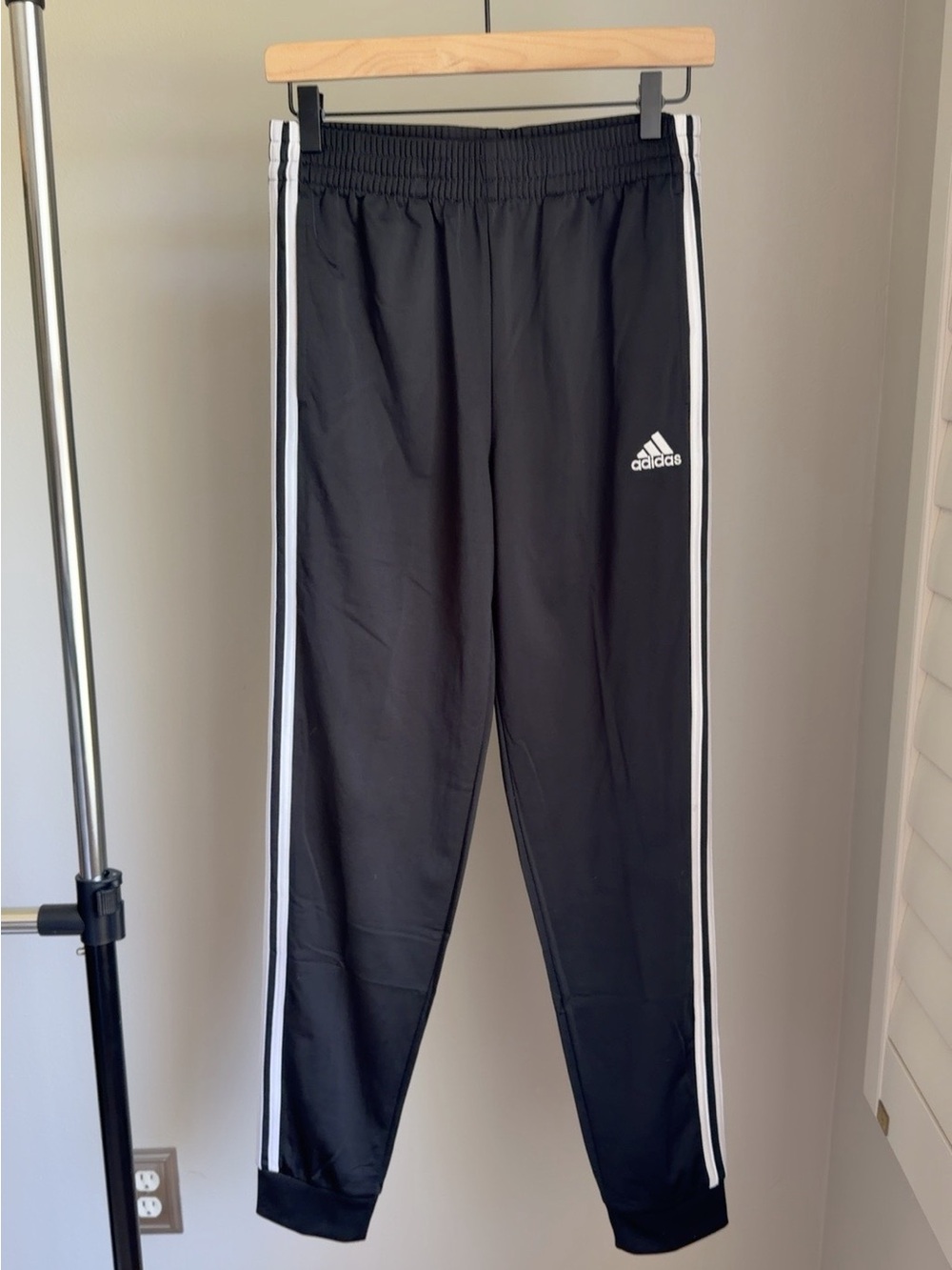 adidas Boys Track Pants Youth L 14/16 – Black White 3-Stripe – NWOT